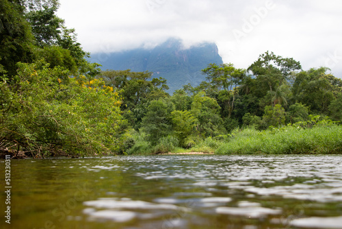 Fotografi Mata Atlântica, estado do Paraná, sul do Brasil,  com rio Mãe Catira e Pico Marumbio ao fundo