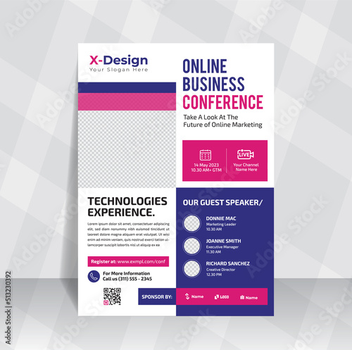 Online conference meeting flyer template, flyer presentation