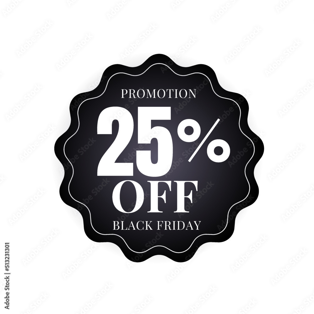 25% off promotion, Black Friday, design Black 3D abstract, Vector illustration super sale 25% off promotion, Black Friday, design Black 3D abstract, Vector illustration super sale