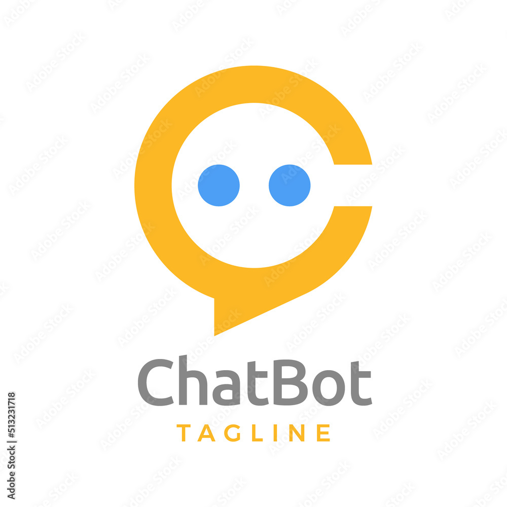 Fototapeta premium Simple modern chat bot letter c logo design