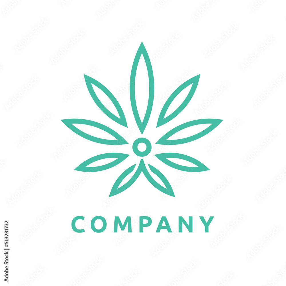 Simple modern monoline hemp pray light logo design Simple modern monoline hemp pray light logo design
