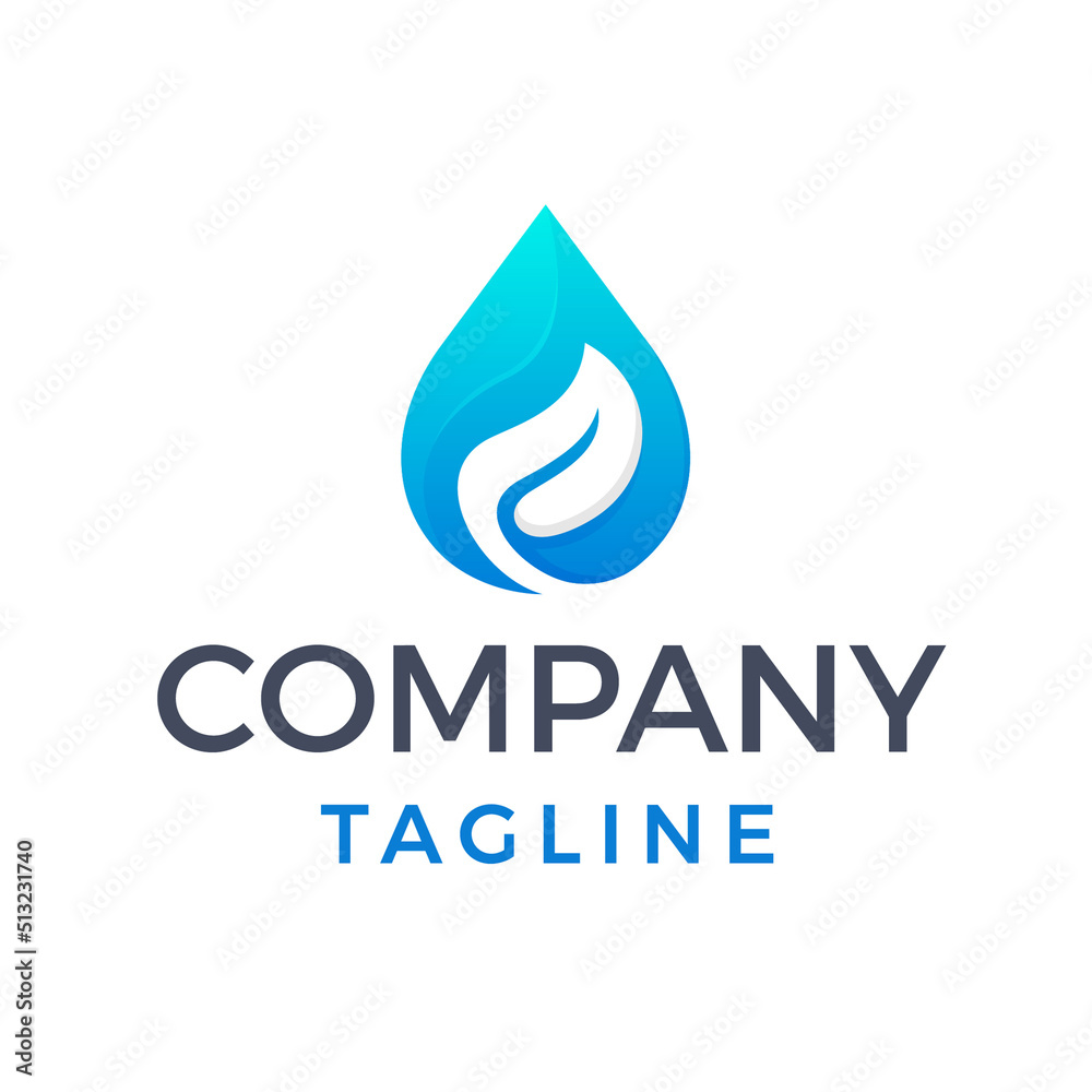 Simple water drop and leaf modern gradient logo design Simple water drop and leaf modern gradient logo design