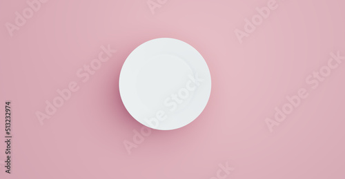 White disk on pink background, 3D illustration rendering