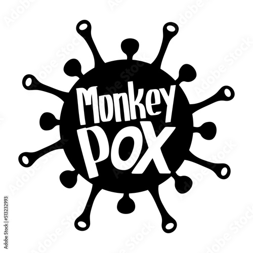 Monkeypox cell virus icon. Health monkey pox emergency. Viral dangerous smallpox infection. Medical symptoms, awareness.