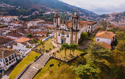 Ouro Preto, Minas Gerais, Brazil. Aerial view of a historic Brazilian city. City ​​landscape. photo