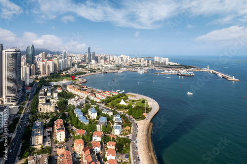 Qingdao Fushan Bay Financial Center Building Landscape Skyline Aerial Photography photo