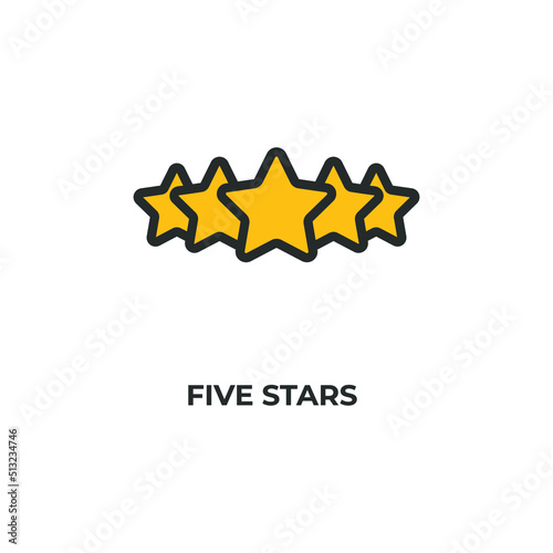 five stars vector icon. Colorful flat design vector illustration. Vector graphics