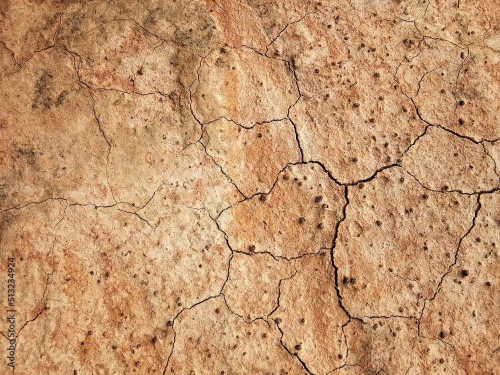 Fototapeta premium The ground has cracks in the top view for the background