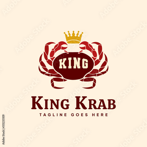 Premium Red King Crab Logo Illustration for Seafood Restaurant