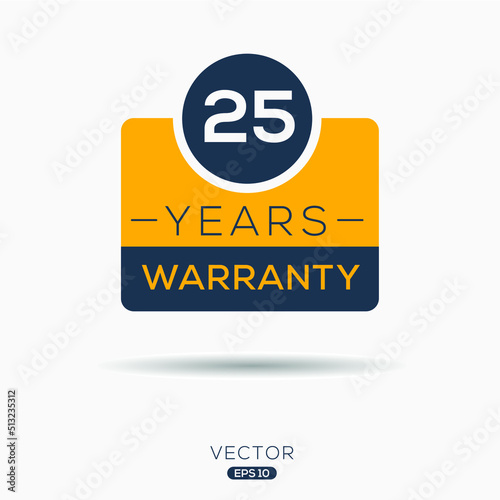 25 years warranty seal stamp, vector label.