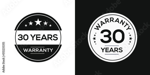 30 years warranty seal stamp, vector label.