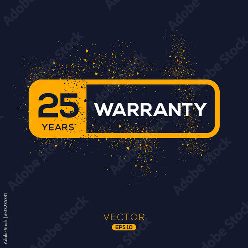 25 years warranty seal stamp  vector label.