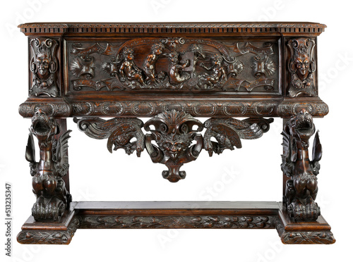 Mantel wood carving with clipping path.