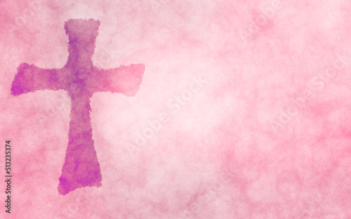 pink and purple watercolor texture with cross and space for text like worship lyrics, a quote, scripture, announcements... © kathleenmadeline