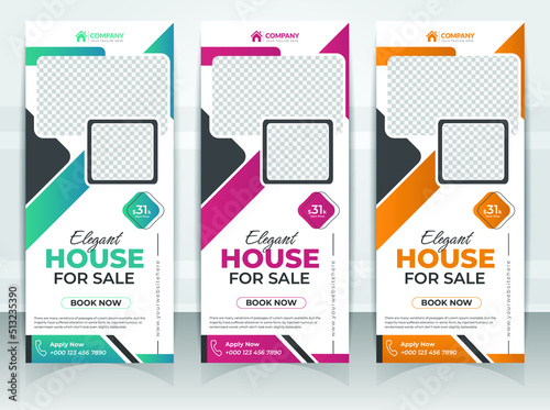 2023 Mordan elegant Realeste house for sale corporate, pullup banner design template