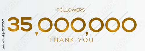 35000000 followers thank you celebration  35 Million followers template design for social network and follower  Vector illustration.