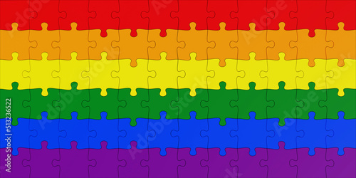 LGBT+ rights pride flag. Jigsaw background