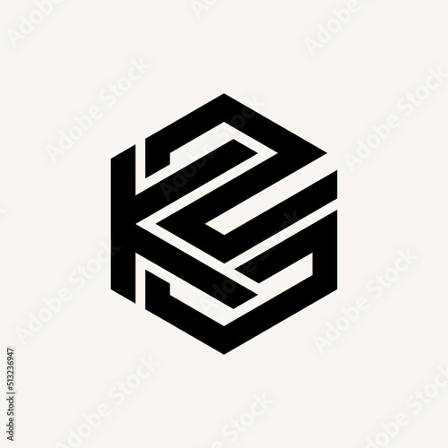 Simple and unique letter or word K2D or KZD font in cut negative hexagon line image graphic icon logo design abstract concept vector stock. Can be used as symbol related to home initial or monogram photo