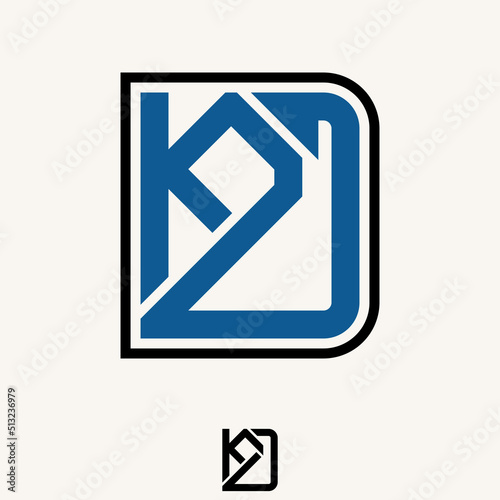 Simple but unique letter or word K2D font in cut square line rounded image graphic icon logo design abstract concept vector stock. Can be used as symbol related to initial or monogram