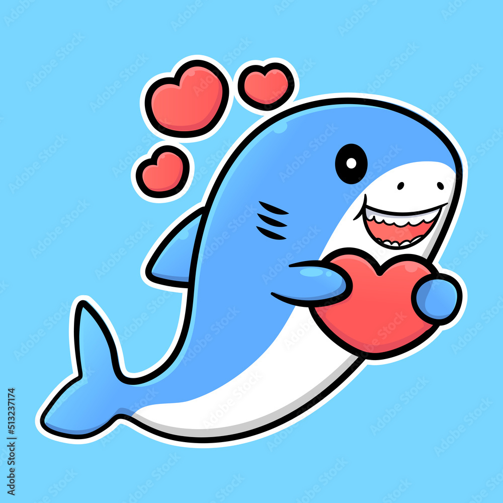 Fototapeta premium Cute shark design with love