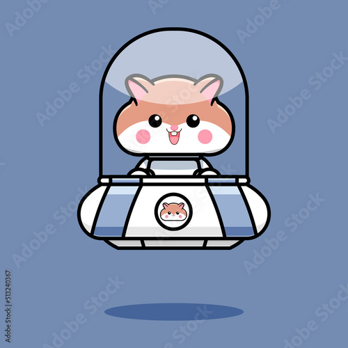 cute hamster design with ufo