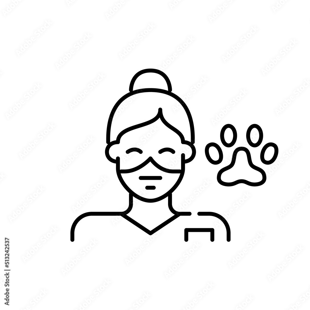 Veterinarian nurse. Young girl wearing a surgical mask. Pixel perfect, editable stroke line Veterinarian nurse. Young girl wearing a surgical mask. Pixel perfect, editable stroke line