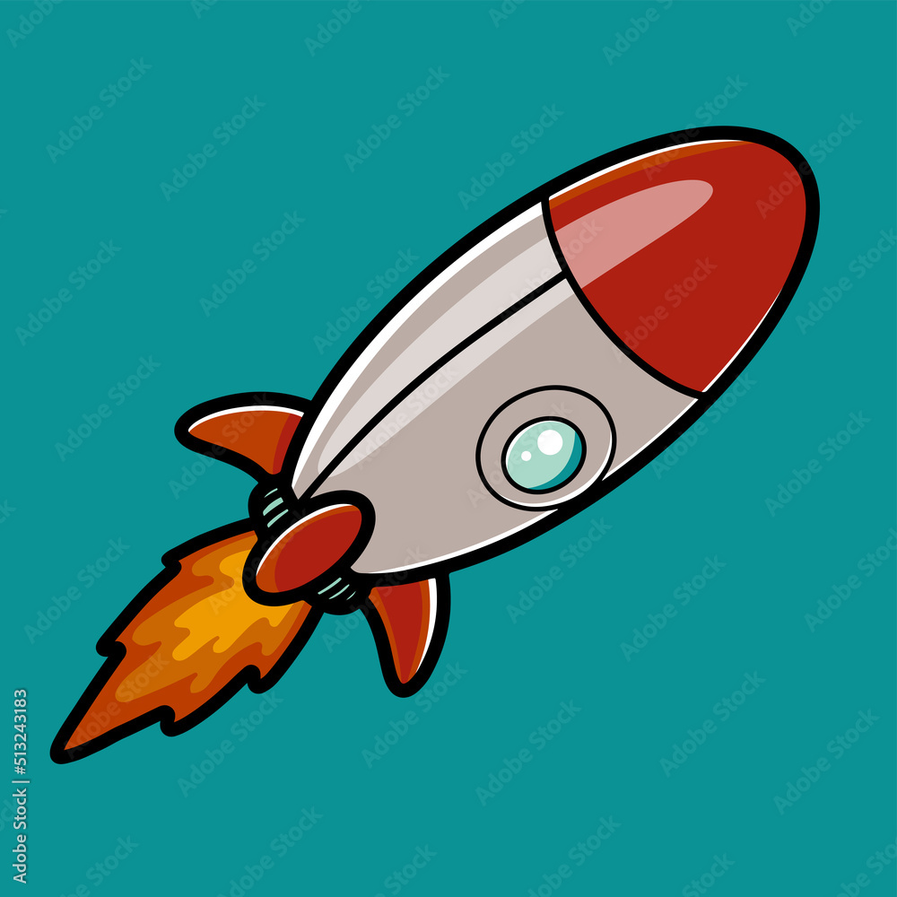 Flying rocket design cartoon illustration Stock Vector | Adobe Stock