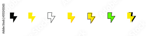 Free Download Thunder bolt vector icons set. Electrical sign. Thunderbolt symbol. Modern vector illustration isolated on white background. - GFXLoad