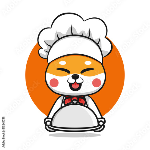 cute shiba inu chef character design