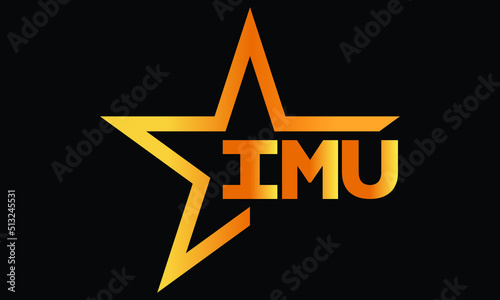 IMU golden luxury star icon three letter logo design vector template. royal logo | luxury logo | jewelry logo | premium logo | iconic logo | Victoria logo | photo