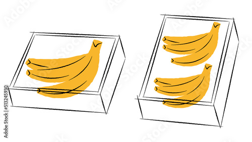 箱詰めされたバナナのイラスト｜ベクター
