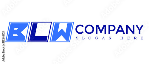 BLW three Letter Rounded rectangle boxes shape element symbol digital initial technology Media logo design, Vector Template