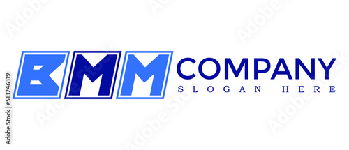 BMM three Letter Rounded rectangle boxes shape element symbol digital initial technology Media logo design, Vector Template