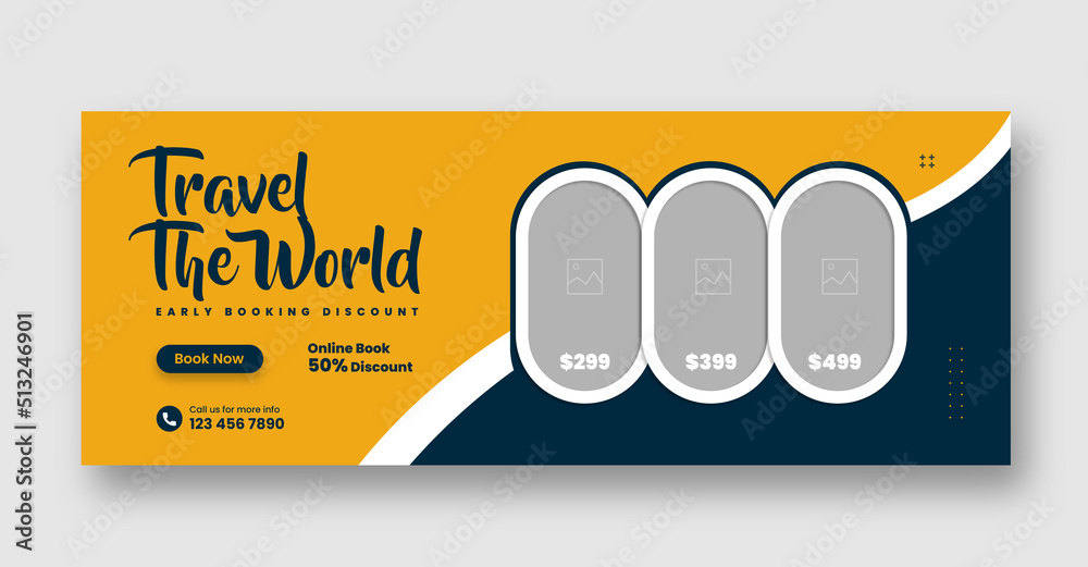 Travel agency social media and web banner template, Facebook cover ...