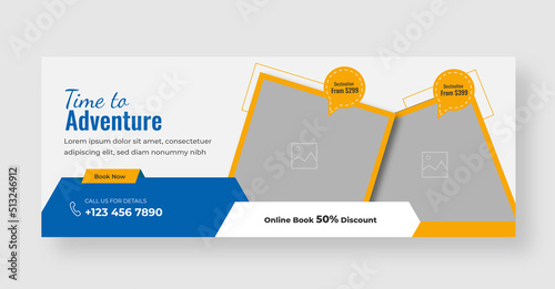 Travel and tourism Instagram post or social media post template, travel Facebook cover template, tour cover