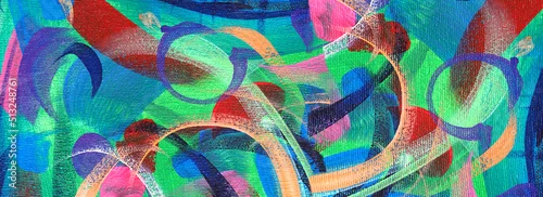 Panel kuchenny z motywem Hand draw painting abstract art panorama background colors texture design illustration..
