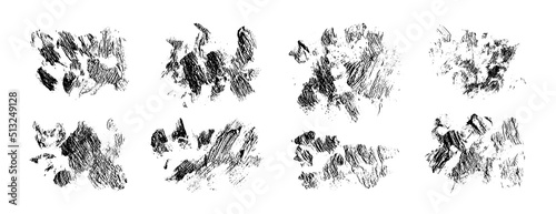 Grunge oil paint abstract strokes set. Oil paint brush daubs and smears. Ink splatter backgrounds collection. Grunge strokes. Paint brush textures. Abstract quirky scribbles. Rough grungy overlays.