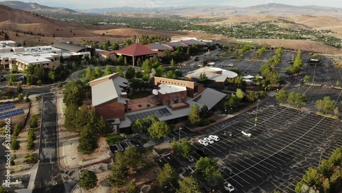Aerial Drone View of the Community College in Reno Nevada, TMCC, Truckee Meadows Community College. photo