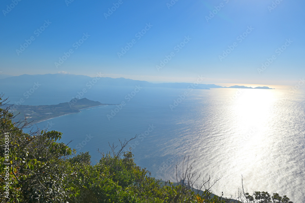 開聞岳登山「7合目と8合目間から望む長崎鼻」