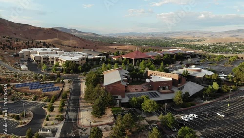 Aerial Drone View of the Community College in Reno Nevada, TMCC, Truckee Meadows Community College.