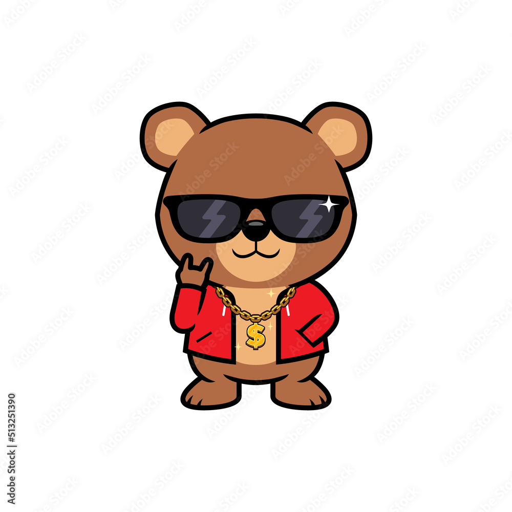 Cute bear cartoon vector illustration, Cool animals concept icon design Cute bear cartoon vector illustration, Cool animals concept icon design