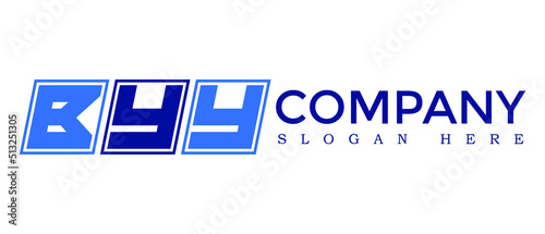 BYY three Letter Rounded rectangle boxes shape element symbol digital initial technology Media logo design, Vector Template