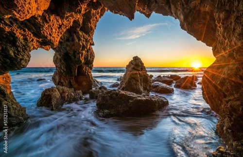 Ocean Sunrises and sunsets USA Malibu Crag Nature. © J3y