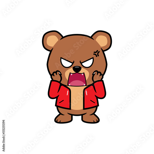 Cute bear cartoon vector illustration  Angry animals concept icon design