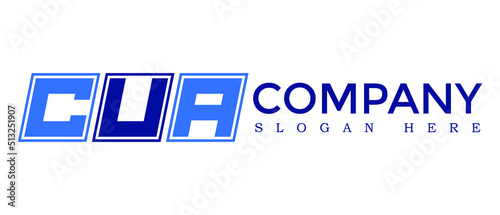 CUA three Letter Rounded rectangle boxes shape element symbol digital initial technology Media logo design, Vector Template
