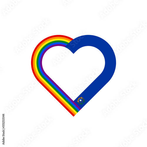 unity concept. heart ribbon icon of rainbow and nevada state flags. vector illustration isolated on white background