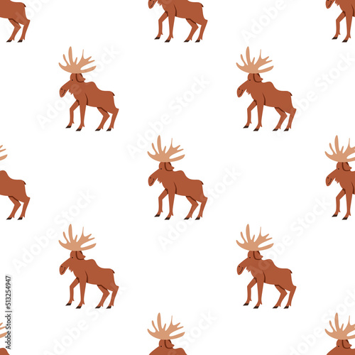 Children s seamless pattern with moose on a white background. Perfect for kids clothing  fabric  textiles  baby jewelry  wrapping paper.