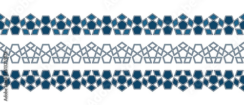 Set of borders of Islamic pattern for Ramadan greetings cards and templates. Vector illustration.