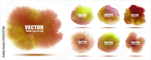 Brown abstract hand drawn watercolor hand drawn background set. Red watercolor color splashing on the paper. Vector illustration.