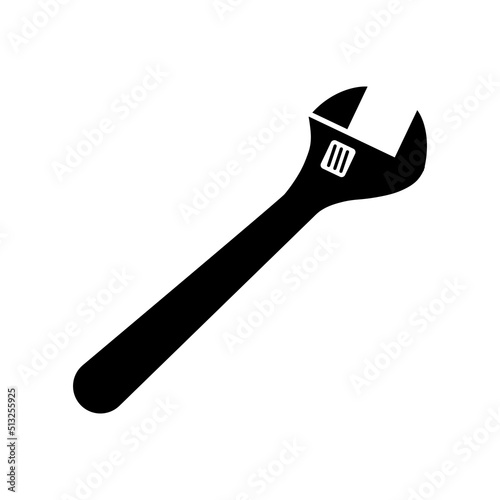 Adjustable wrench vector icon on white background